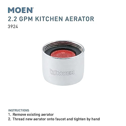 Moen 2.2 GPM Female Thread Aerator, Chrome, 3924 (Pack of 2) - size: 0.1 (Pack of 2)