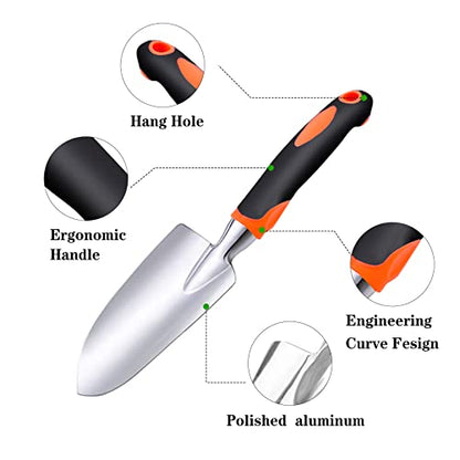 Garden Trowel Hand Shovel for Gardening, Aluminum Small Garden Spade - color: Orange