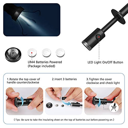 Housolution 28.34in Grabber Tool Magnetic, Bendable with LED Lights, Black - color: Black