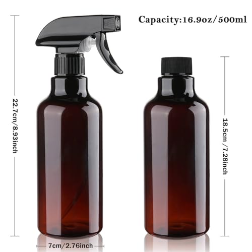 Plastic Spray Bottles 16.9oz/500ml 2 Pack, Amber - color: Amber