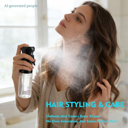 Continuous Spray Bottle for Hair, 6.8 OZ Ultra Fine Mist Spray Bottle - color: Black