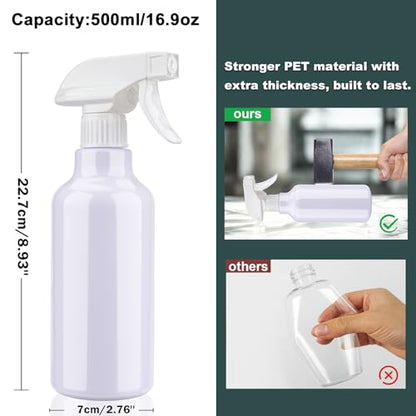12oz/350ml Plastic Spray Bottles 1 Pack, Adjustable Mist/Stream - color: 16.9oz-White