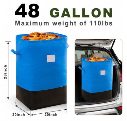 48 Gallon Reusable Yard Waste Bags,3 Pack Lawn and Leaf Bags,Garden Bags