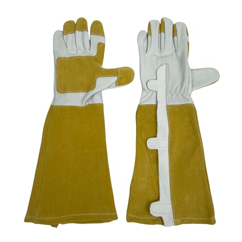 OGRE Zip-Up Rose Pruning Gloves, Long Leather Thorn Protection - size: Small