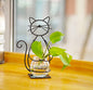 Desktop Cat Planter Propagation Station, Glass Vase Metal Stand - color: Cat
