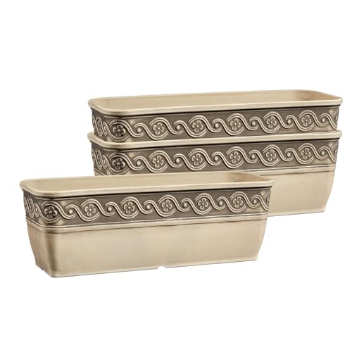 Classic Home and Garden Corinthian Trough, 10", Ivory Ash (Pack of 3) - color: Ivory Ash
