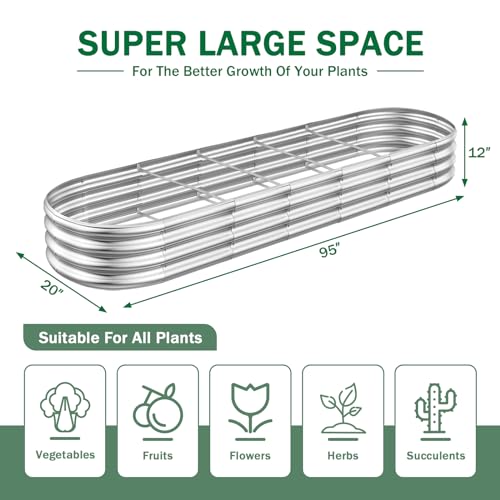 RAYKEEP 2 Pack 8x4x1ft Galvanized Raised Garden Bed, Silver - color: 2pcs, size: 8x2x1ft(2pcs)