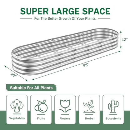 RAYKEEP 2 Pack 8x4x1ft Galvanized Raised Garden Bed, Silver - color: 2pcs, size: 8x2x1ft(2pcs)