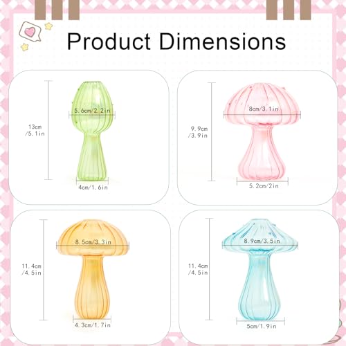 XXXFLOWER Glass Mushroom Vase Propagation Planter Window Plant - size: 4PCS Mushroom Vase