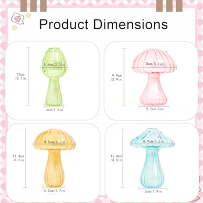 XXXFLOWER Glass Mushroom Vase Propagation Planter Window Plant - size: 4PCS Mushroom Vase