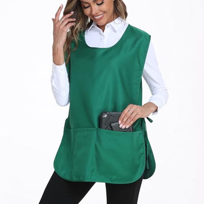 Xeoxarel Unisex Cobbler Apron with 3 Deep Pockets, Smock Vest Apron - color: 3 Pack - Green