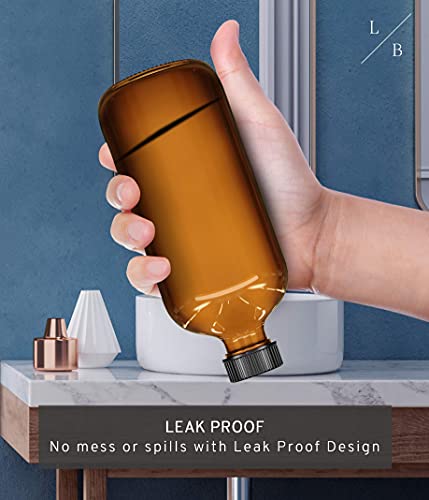 LiBa Amber Glass Spray Bottles 2 Pack 16oz Refillable Adjustable Nozzle