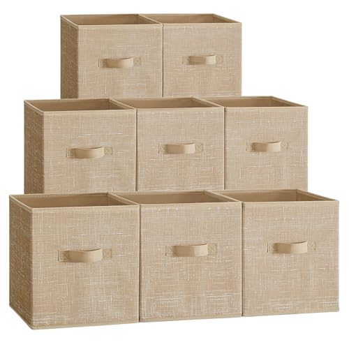 SONGMICS Storage Cubes, Set of 8, 11-Inch Foldable Closet Organizers - color: Sand Beige, size: 11 Inch-8 Pack