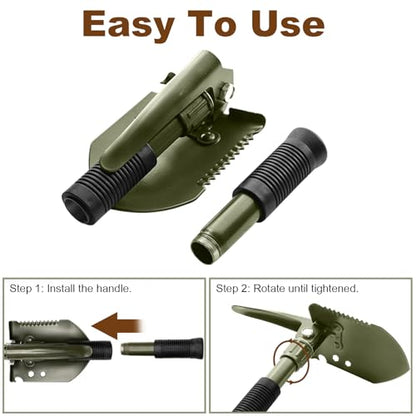 Folding Camping Shovel, Carbon Steel Multi-Tool Survival Shovel for Outdoor, Emergency, Hiking, Car Off-Road (2-Pack) - color: 2-Pack
