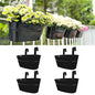 LaLaGreen Outdoor Rail Planter (9.8 in, 4 Pack) Black Metal Balcony Pots - size: 9.8" (25 cm) x 4 Pack