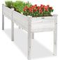 Best Choice Products 72x24x30in Raised Garden Bed, Elevated Wood Planter Box Stand for Backyard, Patio, Balcony w/Divider Panel, 6 Legs, 300lb Capacity - White - color: White, size: Standard 72" Length