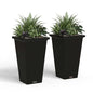 Mayne Renew 24in Modern Tall Square Planter, Black, 2-Pack