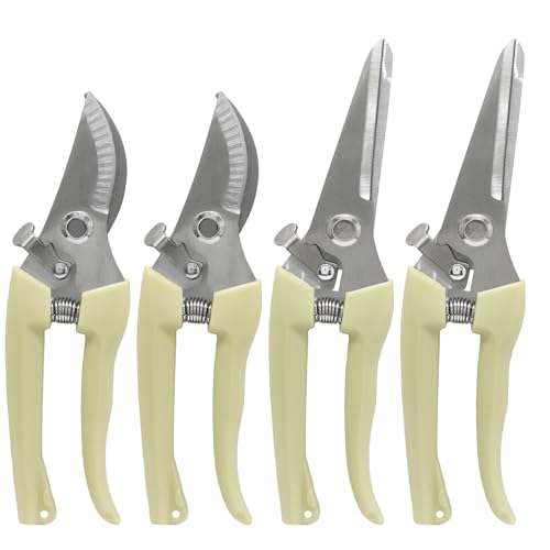 4 Pcs Garden Flower Shears Set, 6.9 inches - style: Yellow-4 Pcs