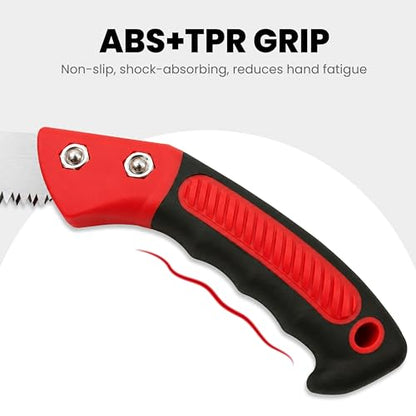 AGRICUT 420mm Hand Pruning Saw with Sheath: 0.85mm Thick High Carbon Steel Blade, Triple-Sharpened Teeth, Non-Slip Grip – Tree Saw & Camping Saw for Outdoor Garden Branch