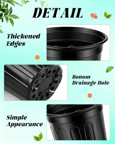 LWWTBS 1 Gallon Plastic Plant Nursery Pots 65Pcs Seedling