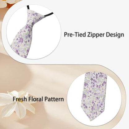 Pre Tied Floral Ties for Men Cotton Zipper Tie Colorful Necktie - color: Style-07