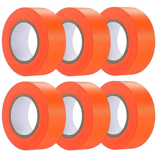 6 Pack Orange Flagging Tape, Non-Adhesive Plastic Ribbon Neon Marking Roll - color: Orange