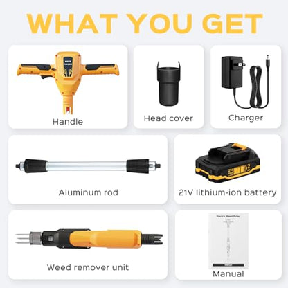 Weed Puller Tool, 21V Powerful Garden Tools Electric Weeder Tool, Yellow - color: Yellow