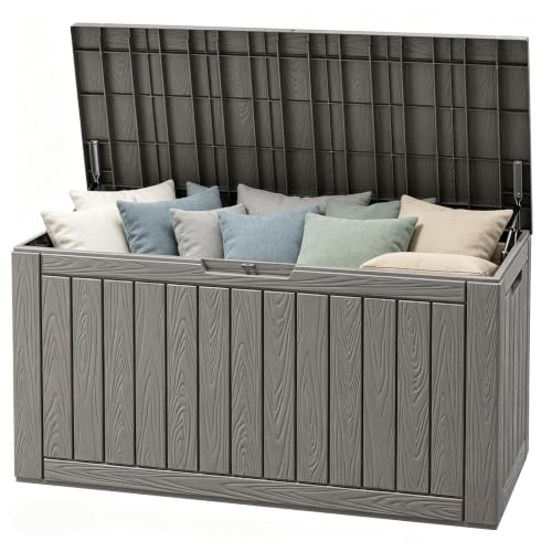 Outdoor Storage Waterproof Deck Box for Patio (110 Gallon, Grey) - color: Grey, size: 110 Gallon
