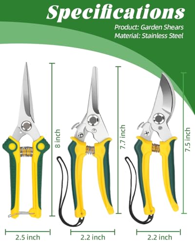 EWPJDK 3 Pack Garden Pruning Shears Scissors Clippers (Yellow) - style: Anvil