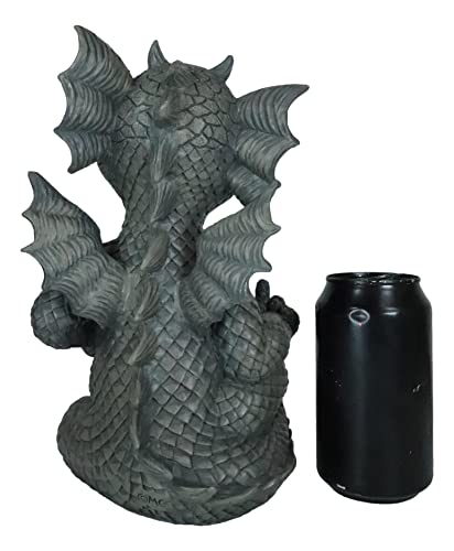 Ebros Keep Off Flip The Bird Rude Baby Dragon Sitting Statue 10" H Fairy Garden Faux Stone Resin Finish Guest Greeter Figurine - color: Flip the Bird Keep Off