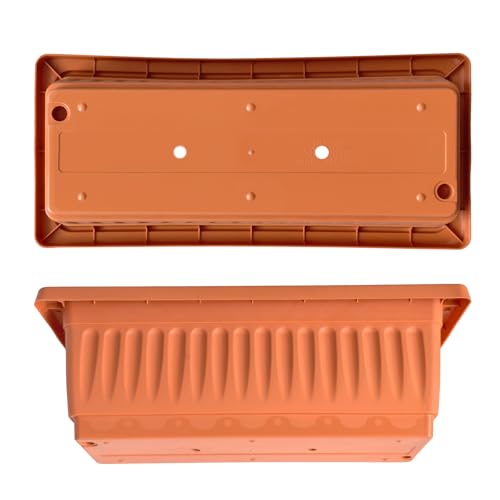 19 Inch Rectangular Plastic Planters, Terracotta, Set of 2 Window Boxes - color: Terracotta