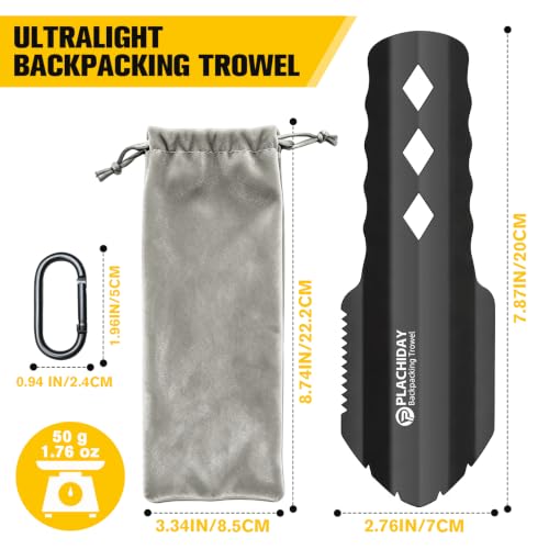 Ultralight Backpacking Trowel, Aluminum Camping Shovel, Black - color: Black, size: size3