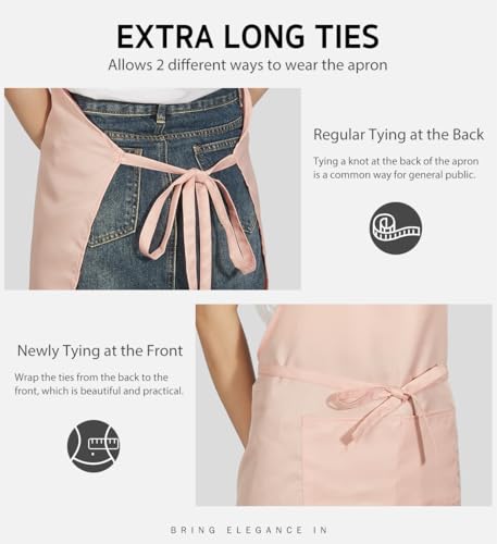 Syntus Apron for Men Women, Adjustable Cooking Kitchen Apron with 2 Pockets - color: Nude Pink, style: 2 Polyester