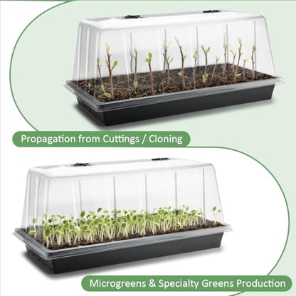 1020 Seed Starting Trays with Tall 7.3" Humidity Dome, No Hole, 10-Pack - size: 10p 1020Trays+7.3''Domes
