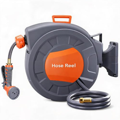 Retractable Garden Hose Reel, 72ft Slow Rewind Wall Mount - size: 72FT