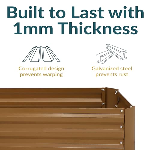 Sunnydaze Galvanized Raised Garden Bed, L-Shaped, 5x5x1 ft, Brown - color: Brown