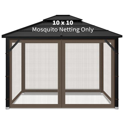 Gazebo Replacement Mosquito Netting for Patio, 10x10 ft, Coffee - color: Coffee, size: 10x10