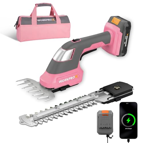 WORKPROX 20V Cordless Grass Shear & Shrubbery Trimmer, Pink - color: Pink