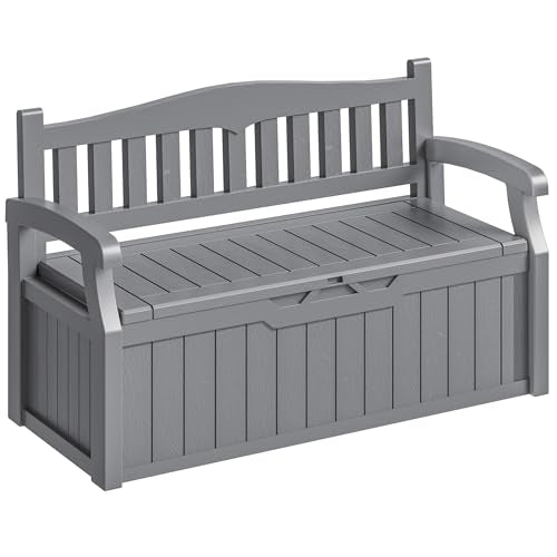 Homall 75 Gallon Outdoor Storage Benches Lockable Deck Box Waterproof - color: Grey