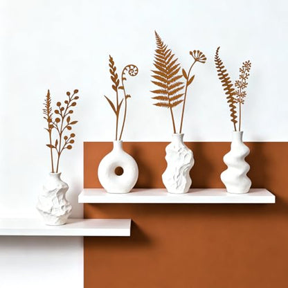 8-Piece Fern & Leaf Metal Garden Stakes - color: Rust Brown – Fern & Leaf