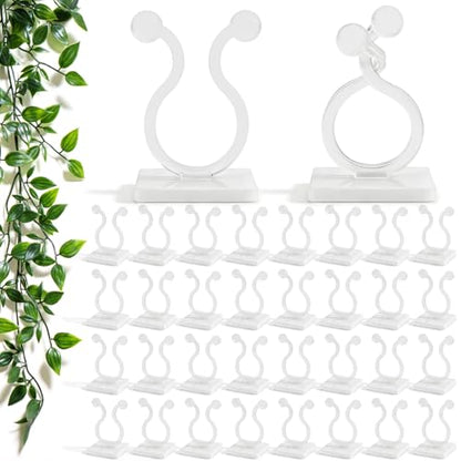 100 Pcs Plant Climbing Wall Fixture Clips, White Plant Fixer with Self-Adhesive Hook, Fixing Clip Vines Holder for Indoor Outdoor Plants Support Cable Wire (Medium)