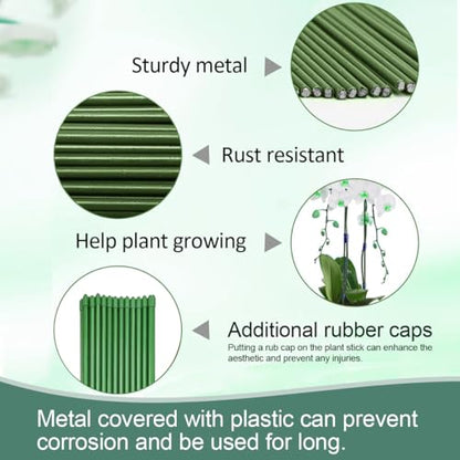 LeJoy Garden 22Pcs Bendable Plant Stakes with Clips for Orchid, Monstera - color: Green
