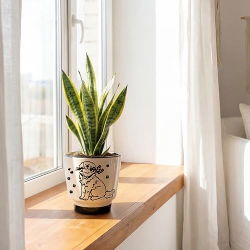 STHIE Ceramic Planters with Drainage Holes, 5 Inch Pots for Indoor Plants - color: Tr-goldflower04