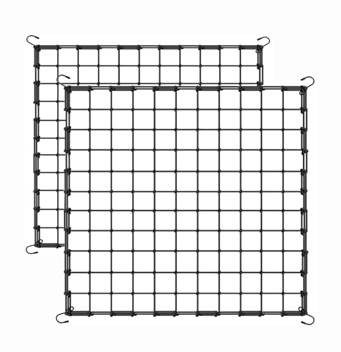 6x6 Ft Elastic Plant Trellis Net - 2-Pack Heavy Duty Garden Support Net with 4 Hooks for Grow Tents, Climbing Vegetables, Fruits & Flowers (Black) - size: 6x6 ft stretched size-3mm d