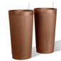 24" Self Watering Tall Outdoor Planters Set of 2 - color: Brown Round