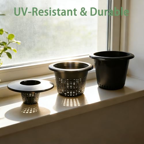 6 Inch Net Pots with Wide Lids for 3.5 and 5 Gallon Buckets 5 Pack Hydroponic Net Cups - color: Small Opening-5pcs