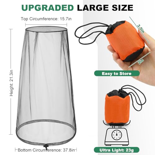 2 Pack Premium Mosquito Head Nets, Ultra Large Bug Net for Head