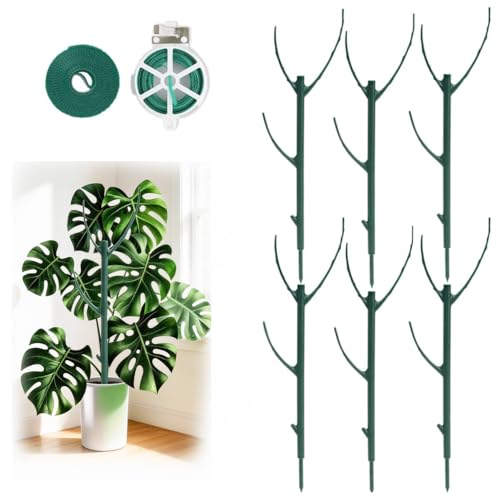 6 Pack Stackable Plant Support Stakes, 43inch Climbing Plant Sticks Structures for Monstera with Garden Ties, Durable Alternative to Moss Pole for Indoor Outdoor Plants - size: 6 Pack