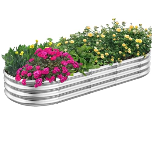 RAYKEEP 5x2x1 ft Galvanized Raised Garden Beds, Pack of 01 - Silver - color: 1pcs, size: 5x2x1 ft