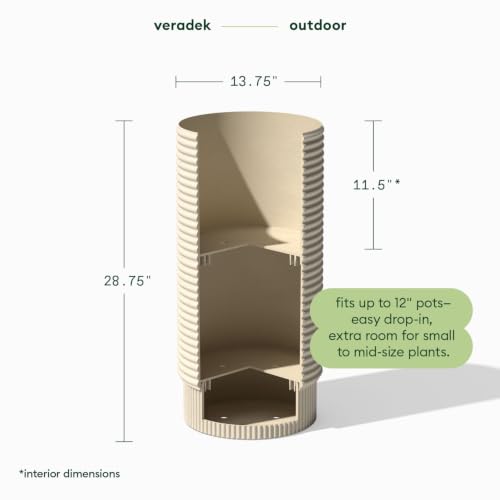 Veradek Mod Series Extra Tall Planter - Tall Outdoor Planter with Shelf - color: Sand, size: 29 inch